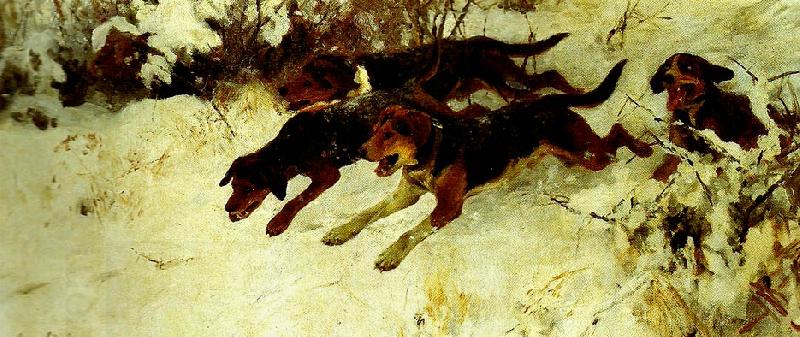 bruno liljefors fyra jagande hundar isho China oil painting art